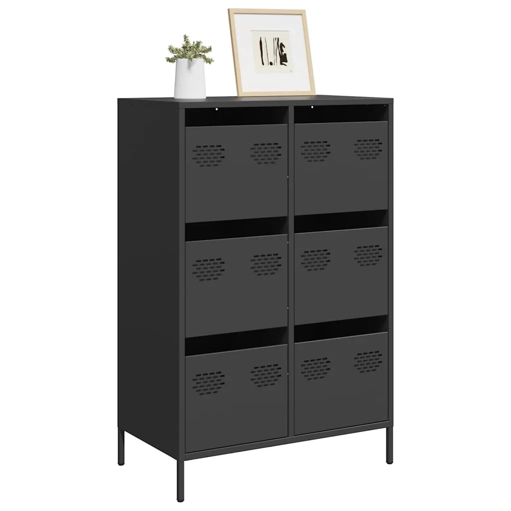 Credenza Nera 68x39x101,5 cm in Acciaio