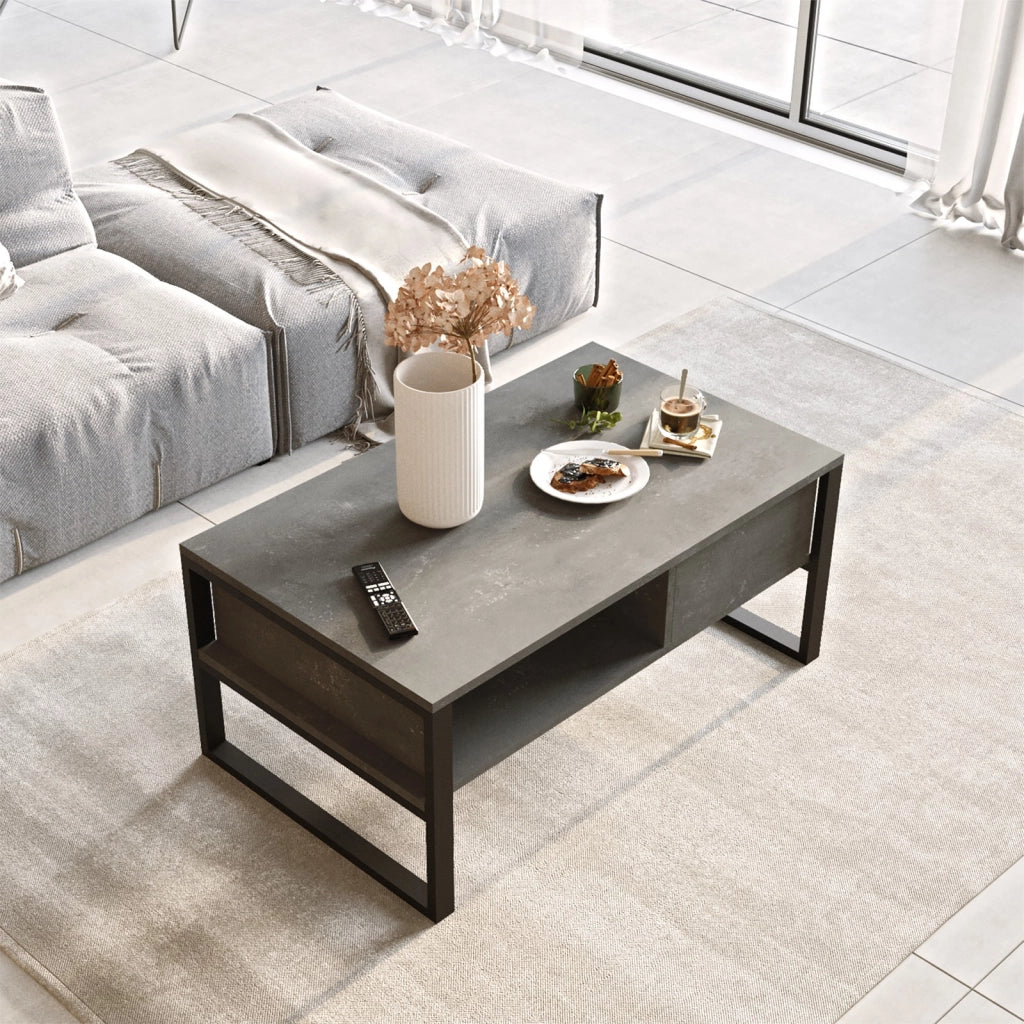 Tavolino da caffè in legno "ML34" - 100 x 59 x 44 cm - Argento