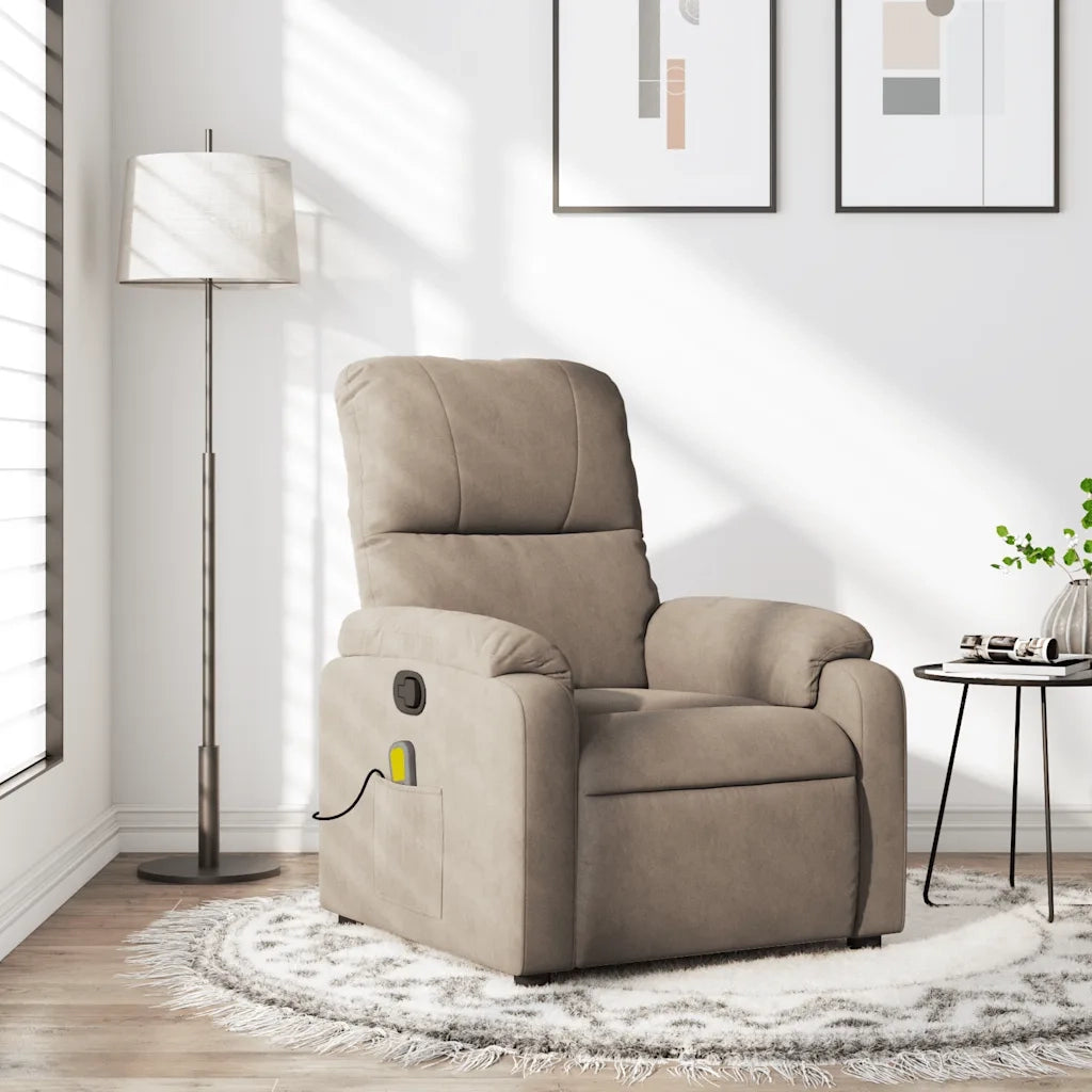 Poltrona Reclinabile Massaggiante | Sedia Relax Tortora Tessuto di Microfibra