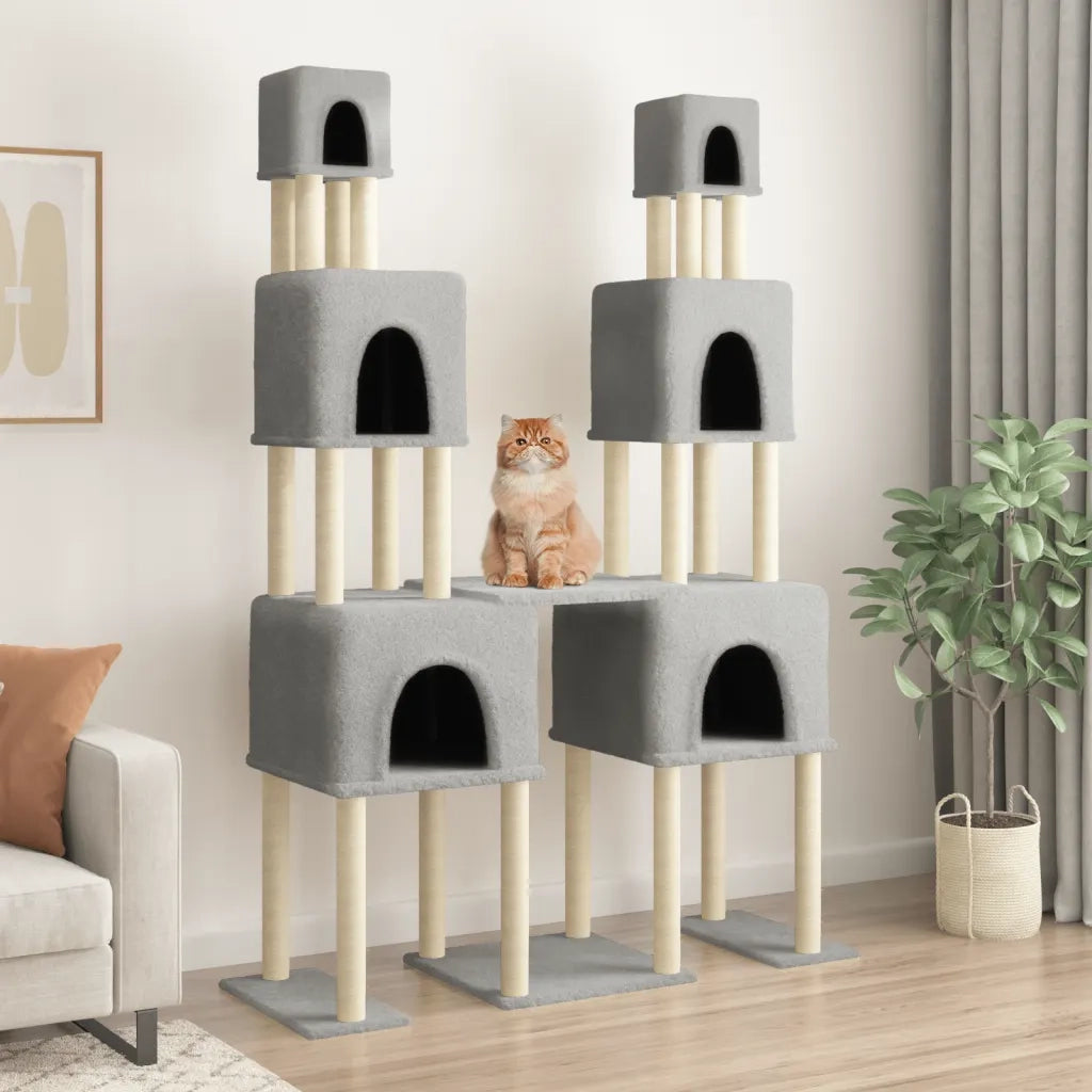 Albero per Gatti con Tiragraffi in Sisal Grigio Chiaro 199 cm CFW1821778