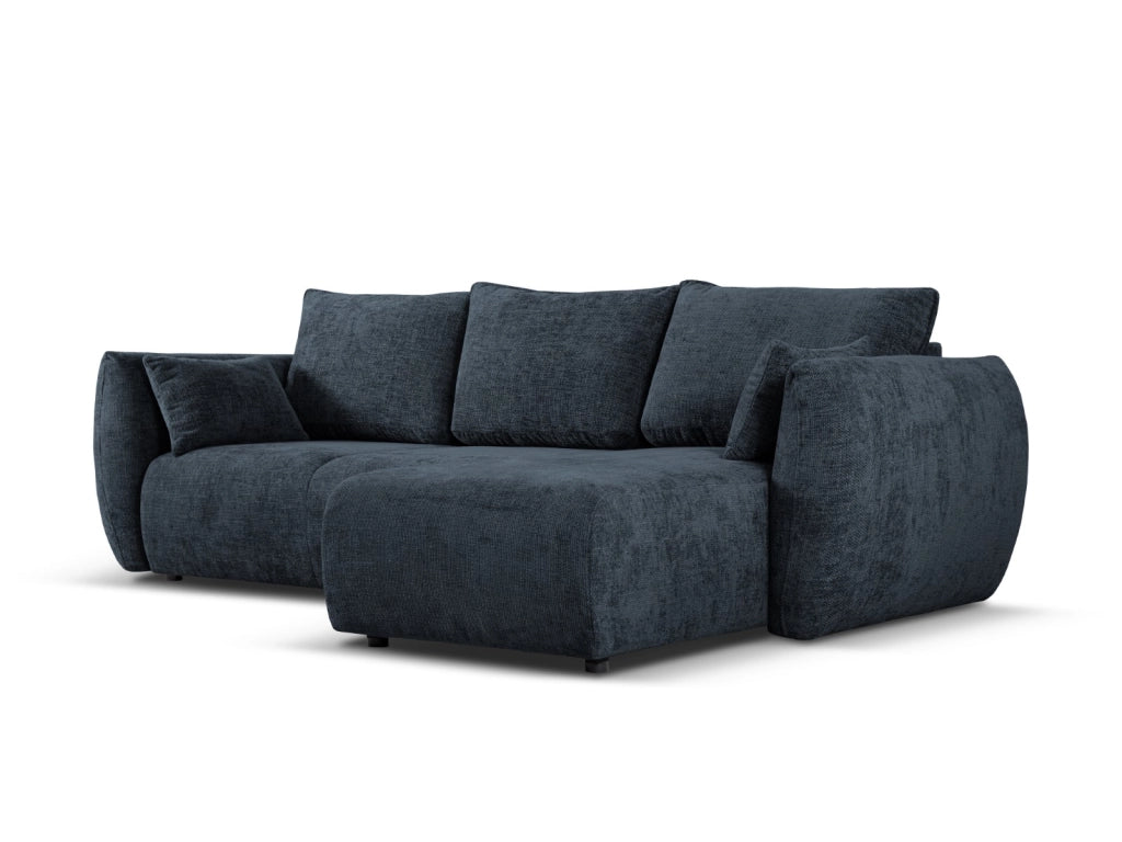 Cosmopolitan Design - Divano convertibile angolare destro con contenitore "Matera" 4 posti in ciniglia blu reale 