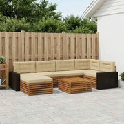 Set di divani da esterno con cuscino 7 pcs Naturale e Beige 3383606