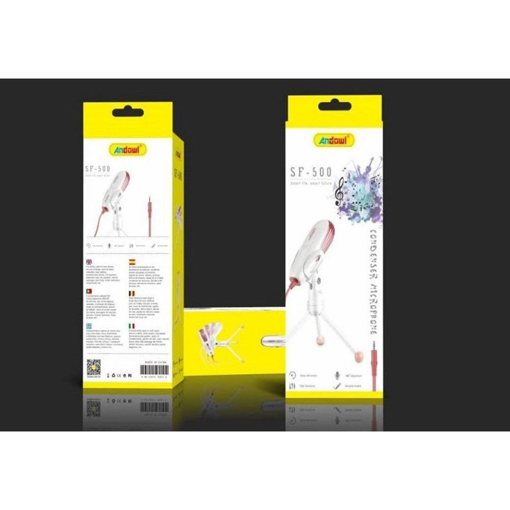 Trade Shop - Microfono A Condensatore Con Treppiede Supporto Dotato Di Jack Da 3,5 Mm Sf-500 -