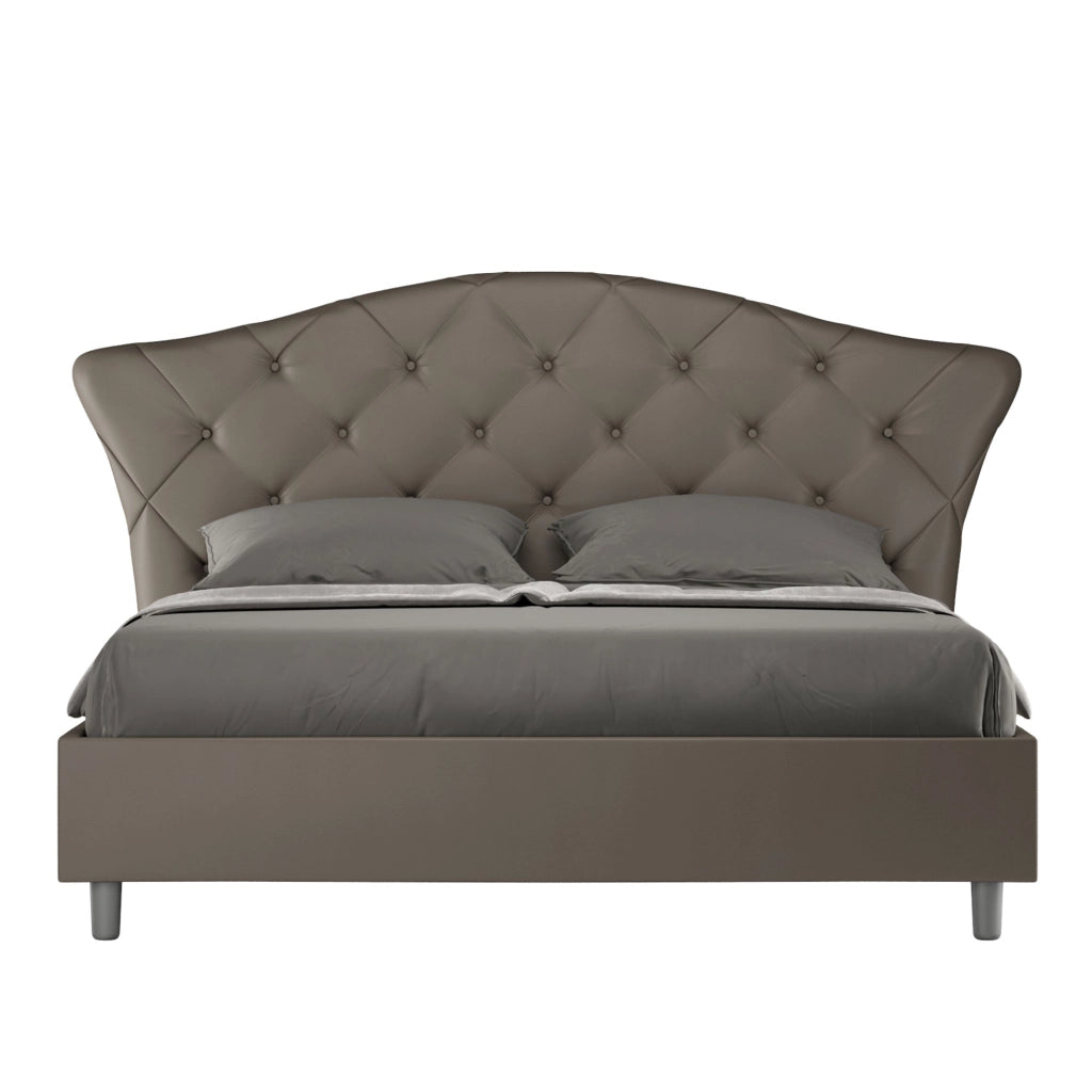 BS COM Letto matrimoniale con rete imbottito 160x200 similpelle cappuccino