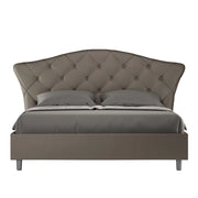 BS COM Letto matrimoniale con rete imbottito 160x200 similpelle cappuccino
