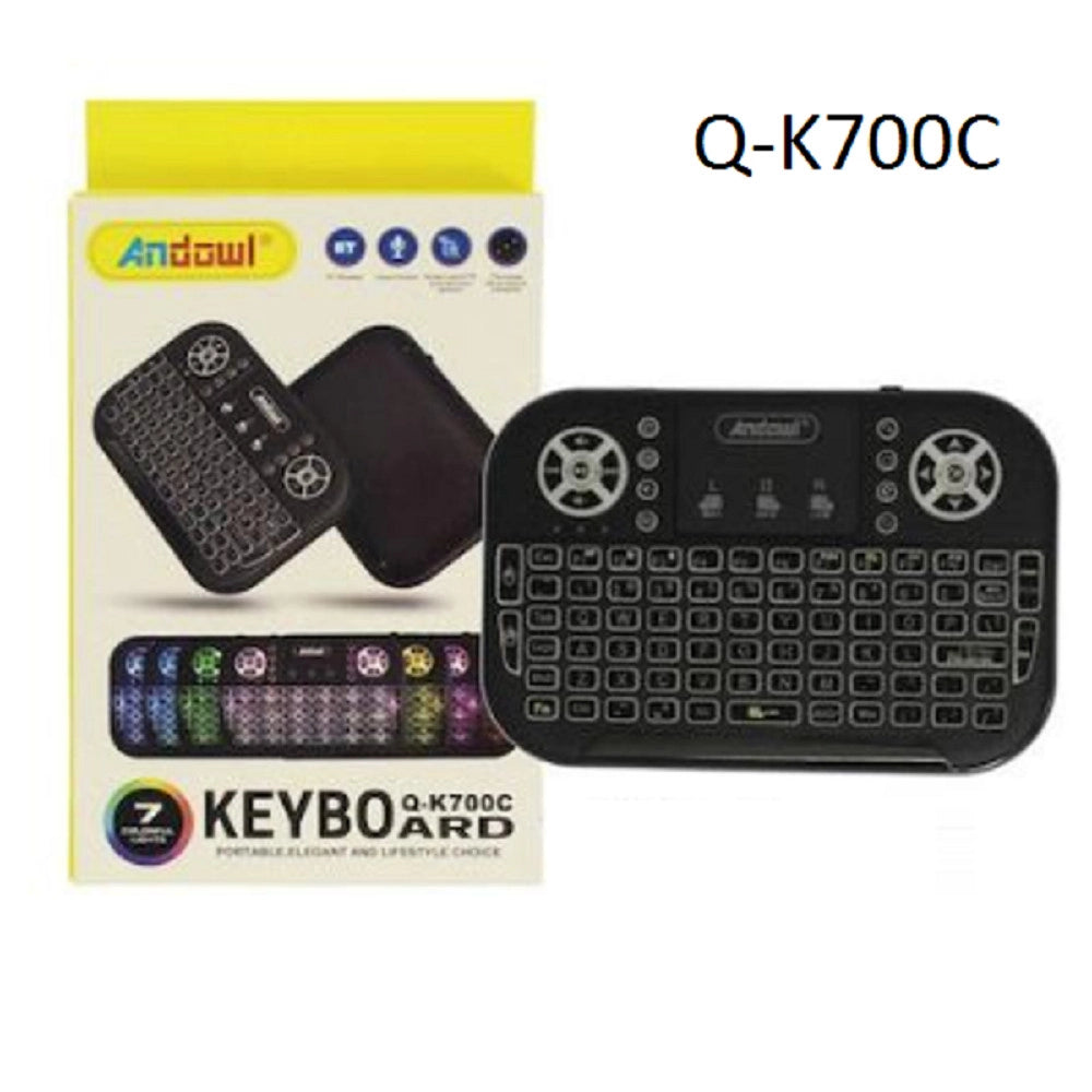 Trade Shop - Mini Tastiera Wireless Bluetooth Ricaricabile Q-k700c Con Touchpad Inglese Usa -
