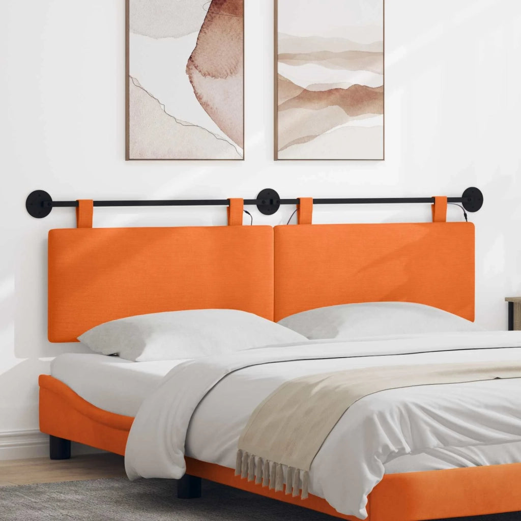 Testiera | Testata sospesa Con luce LED Arancione Tessuto in Cords