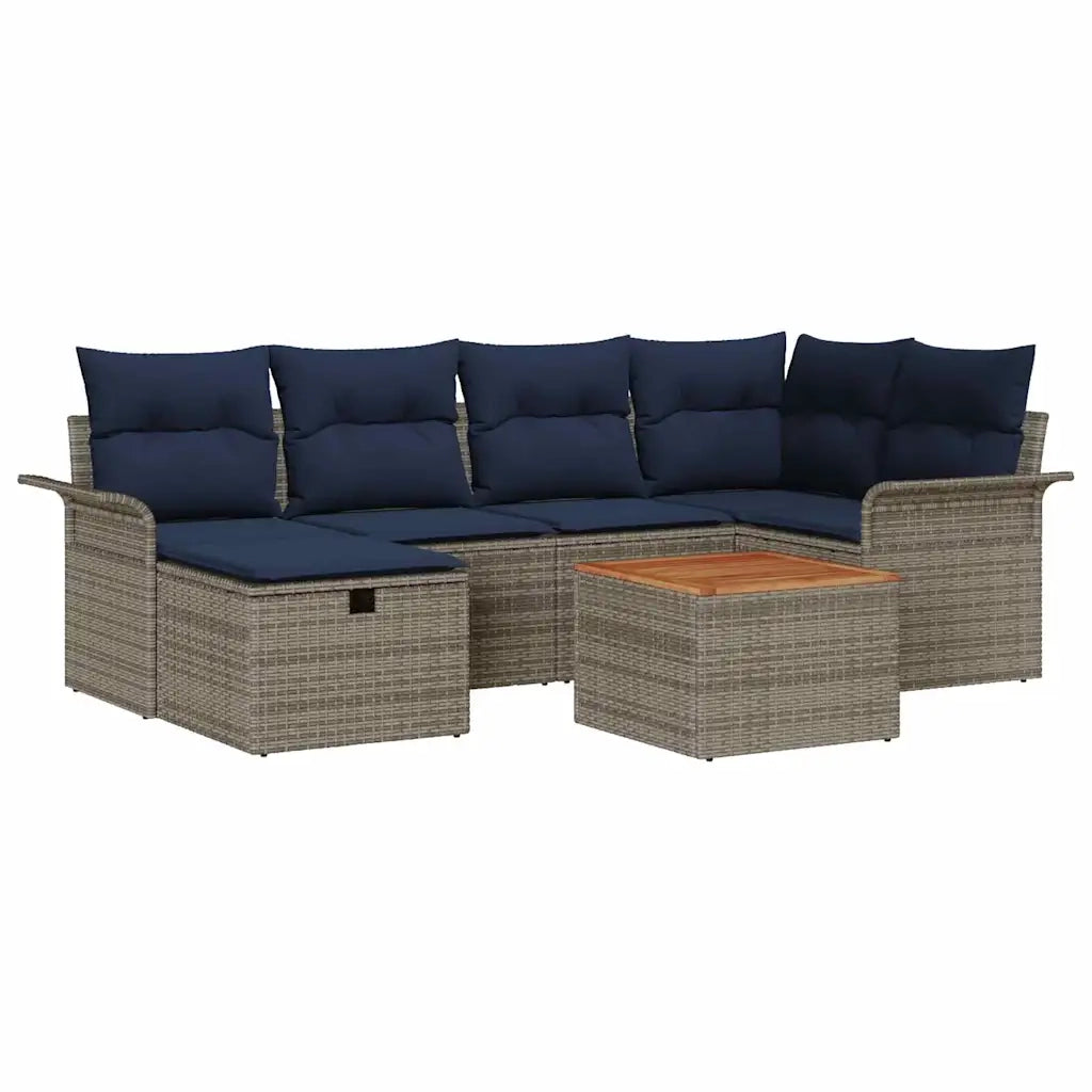 Set Divano da Giardino con cuscino 7 pcs Grigio Poly Rattan 3360790