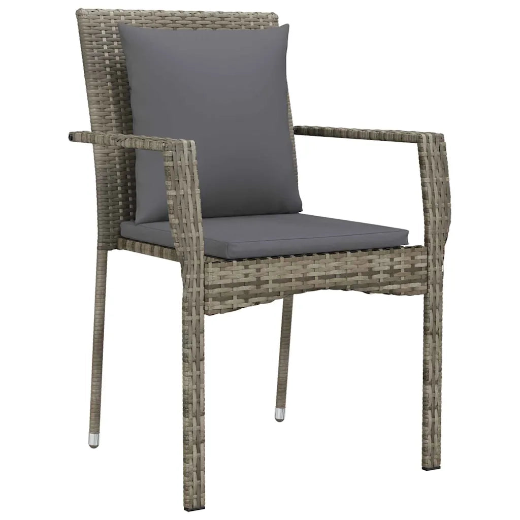 Set da Pranzo per Giardino con cuscino 7 pcs Grigio polyrattan 3380090