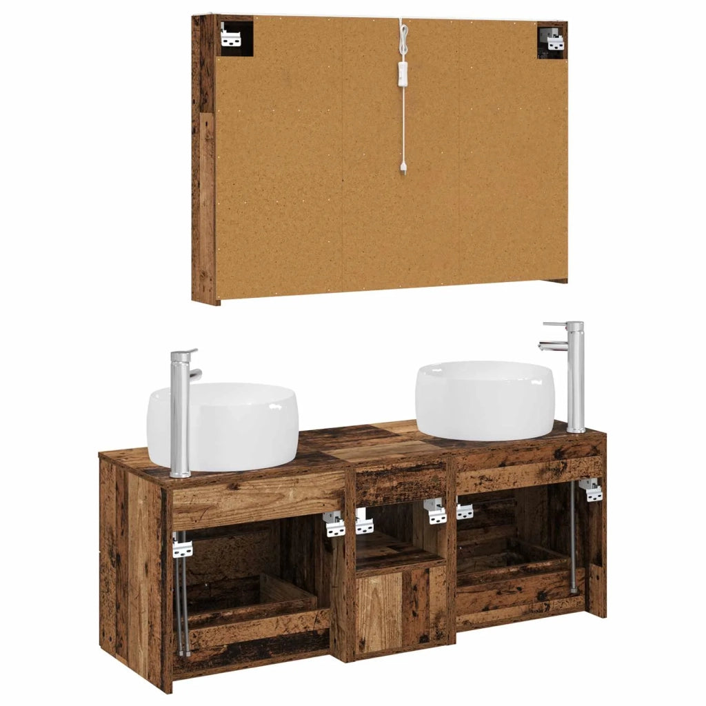 Set di mobili per il bagno 4 pz Legno antico 3407029