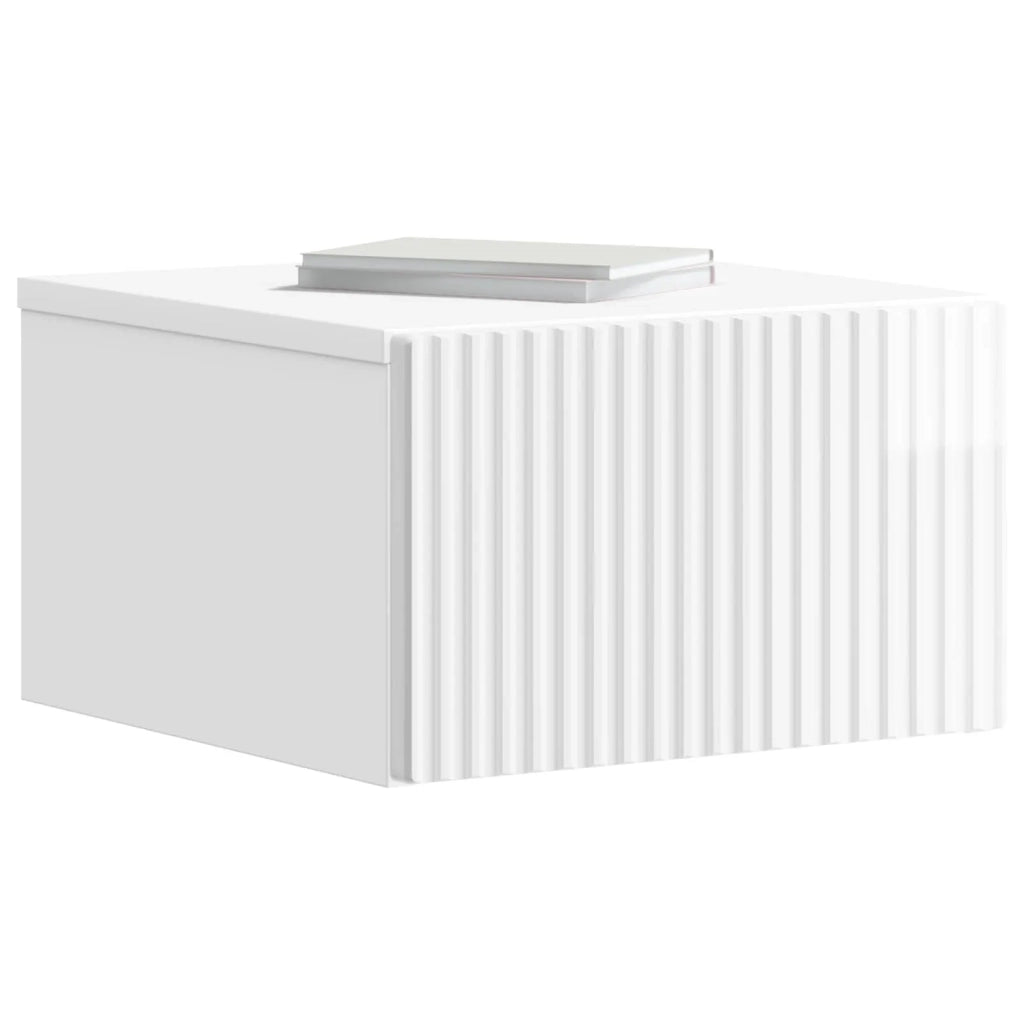 Mobiletto da notte a muro Bianco Lucido 33 x 34,5 x 20 cm 898433