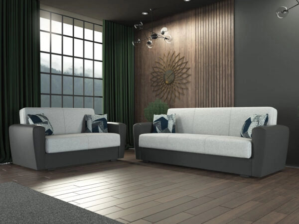 Divano miami 3 posti ecopelle grigio tessuto grigio
