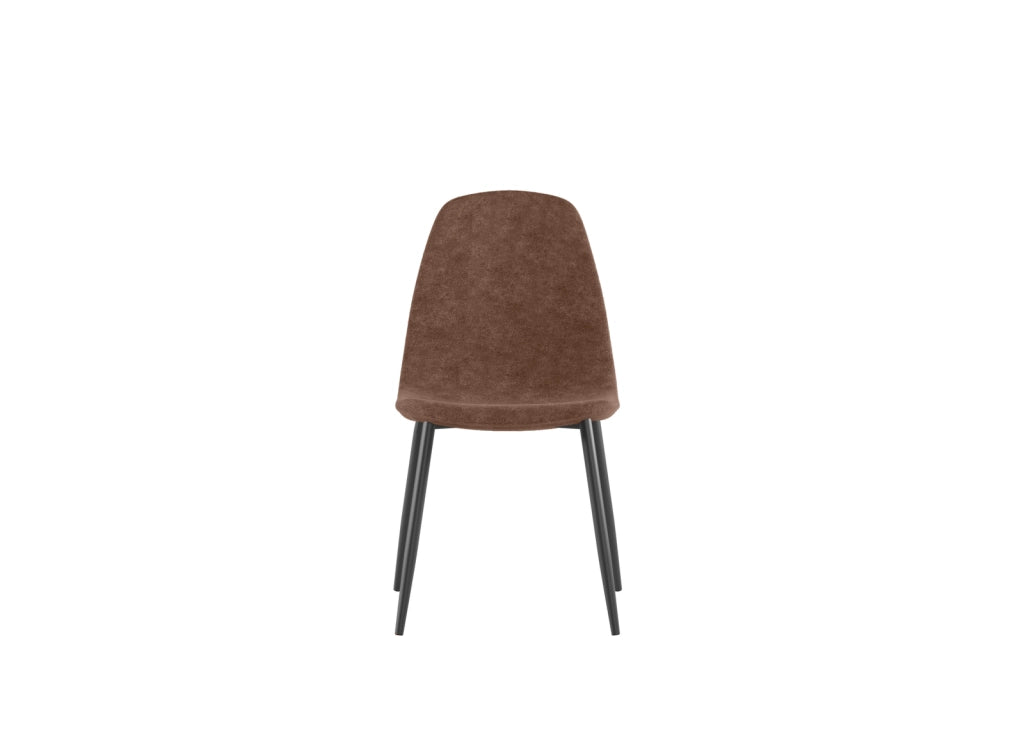 Sedia Brigitte in Similpelle Marrone con Struttura in Metallo Antracite - Seduta Imbottita Design Moderno Industrial - 4 Pezzi