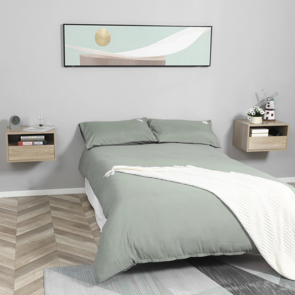 Comodino a muro ¨C Minimal ¨C Effetto quercia chiaro