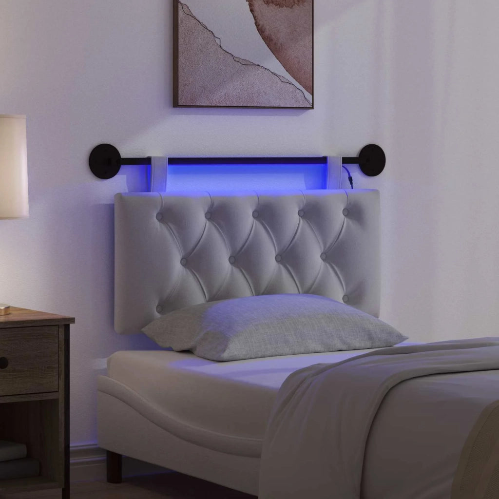 Testiera sospesa Con luce LED Bianco Tessuto 3424522
