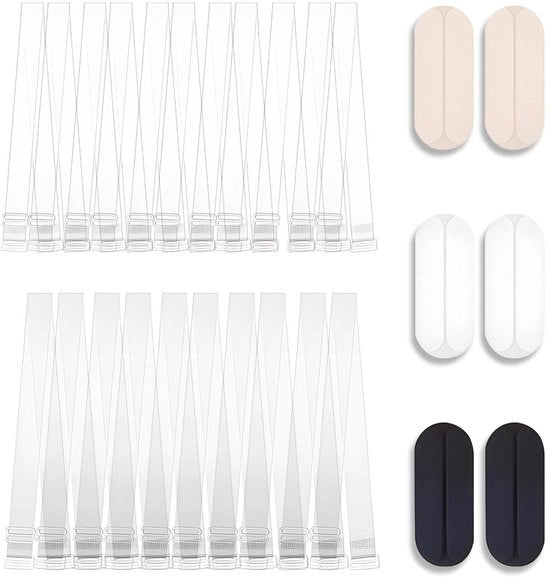 Bande di sostegno per reggiseno 10 paia - Adattabili/Antiscivolo - Translucidi/Siliconi - Bandi di sostegno sostituibili - Diversi stili - Aspetto più sottile - Bande di sostegno per reggiseno