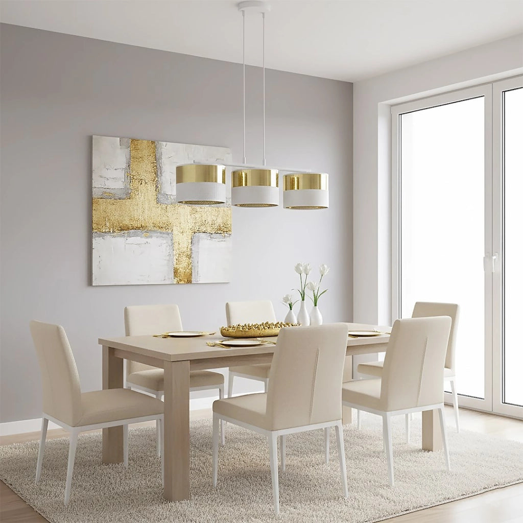 Lampada sospesa LUX bianco oro 3xE27 Emibig