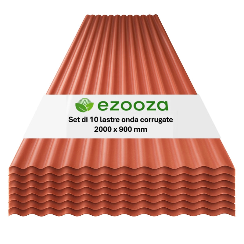 StormGuard Set da 10 lastre Ondulate in PVC – 90x200 cm Rosso –- Pannello Tetto Impermeabile – Tetti di Verande, Carport