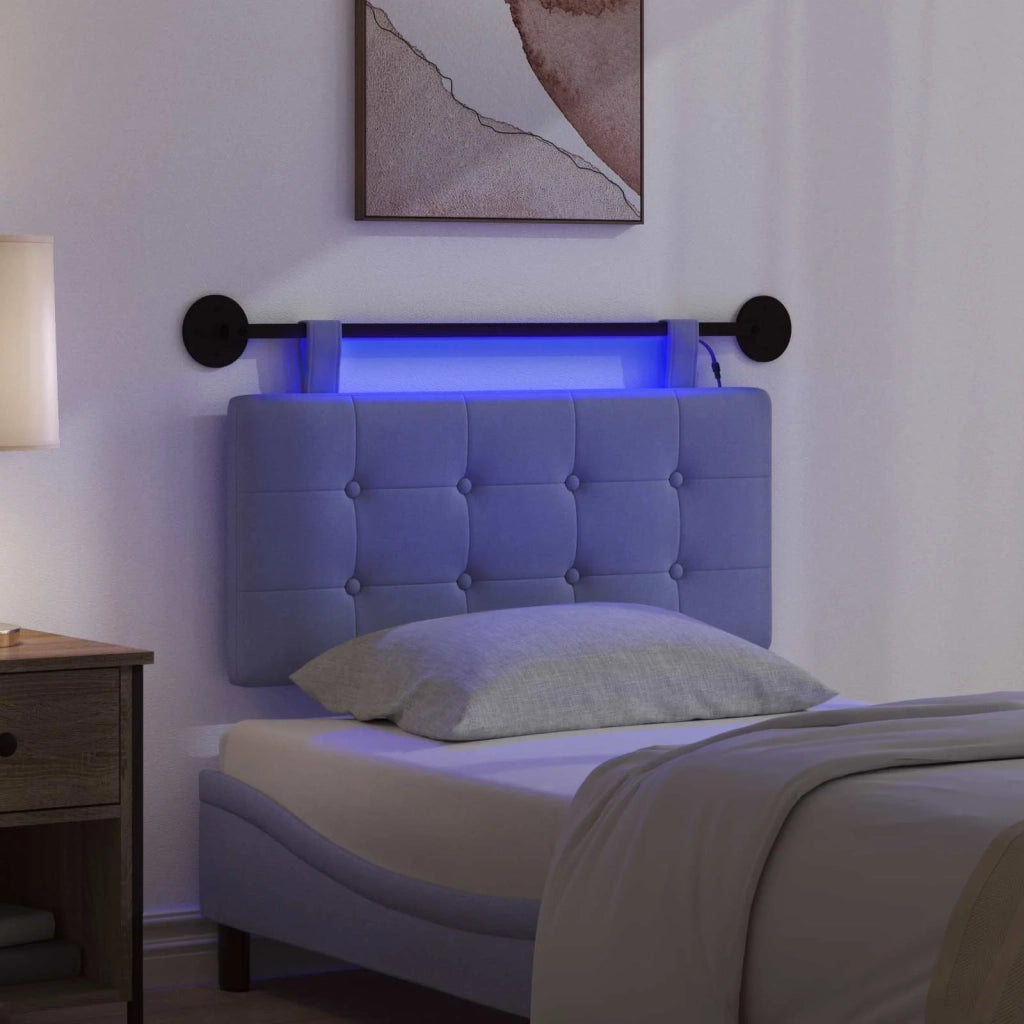 Testiera sospesa Con luce LED Blu jeans Tessuto 3424377