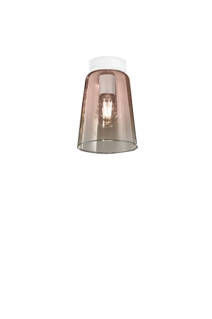 Plafoniera Contemporanea Shaded Metallo Bianco Vetro Rame 1 Luce E27
