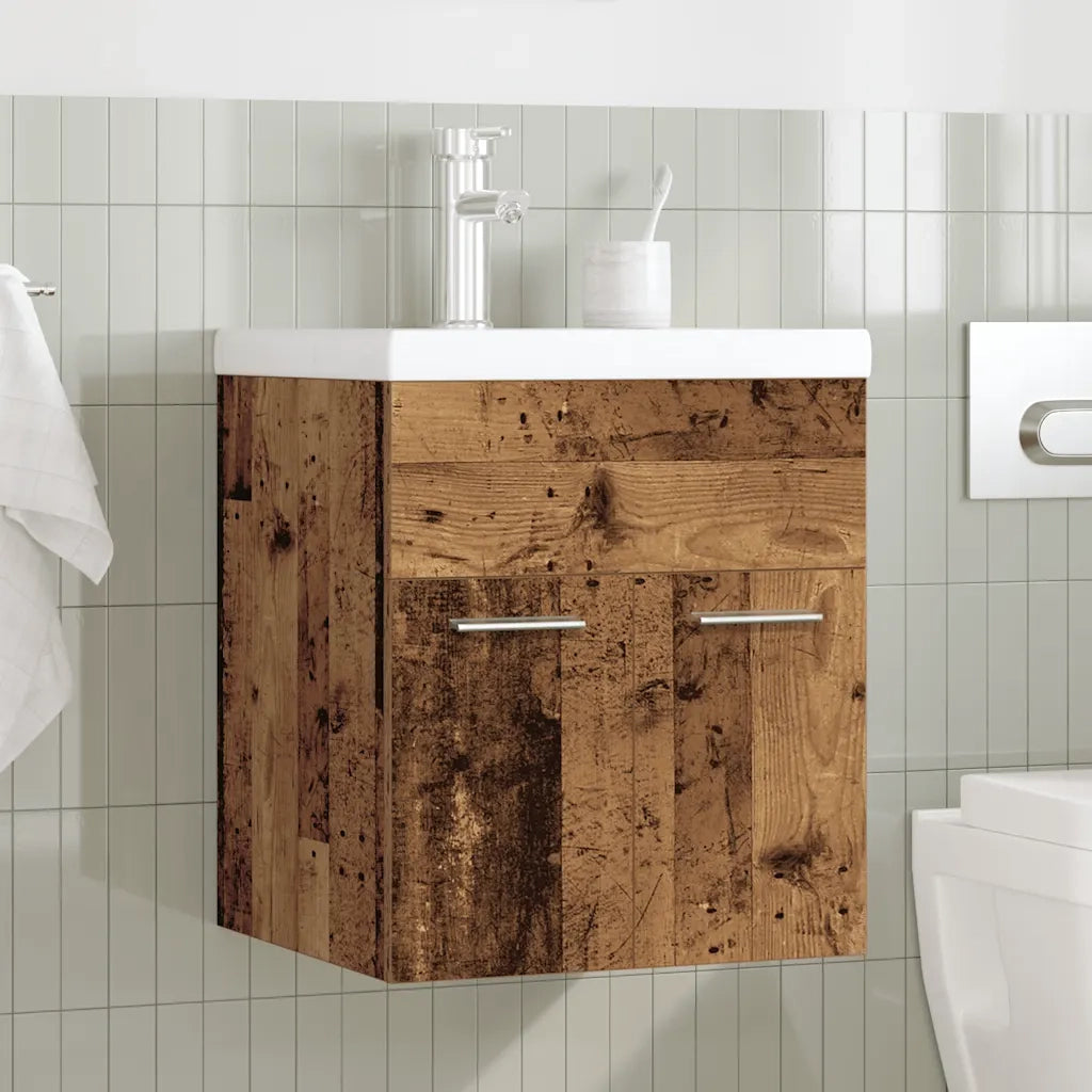 Mobile da Bagno con Lavabo Integrato e Rubinetto-Armadietto da bagno con Lavandino Legno Antico 748985