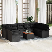 Set Divano da Giardino con archiviazione 10 pcs Nero polyrattan 3356042