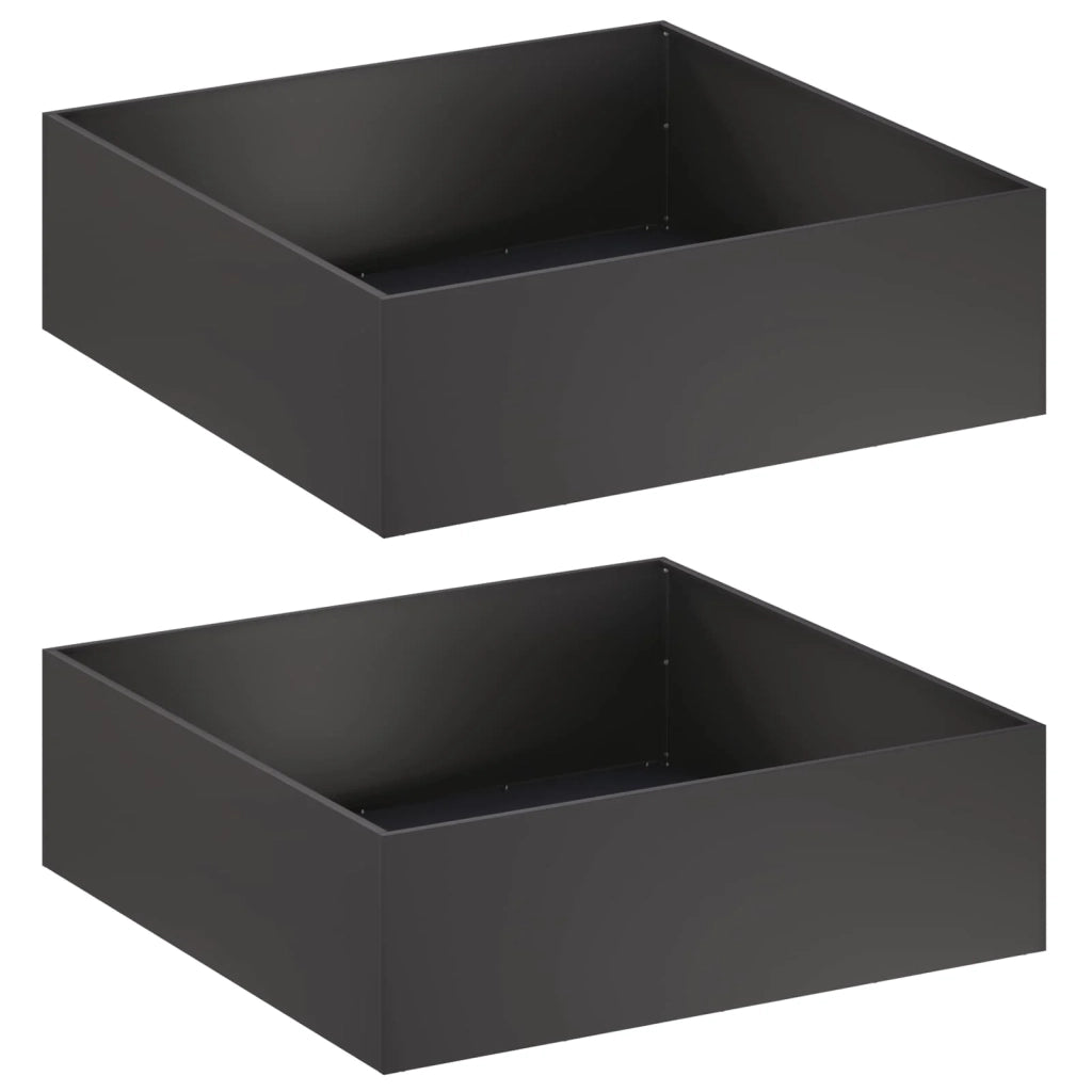 Vaso da giardino 2 pz Nero 80 x 80 x 30 cm 8005065