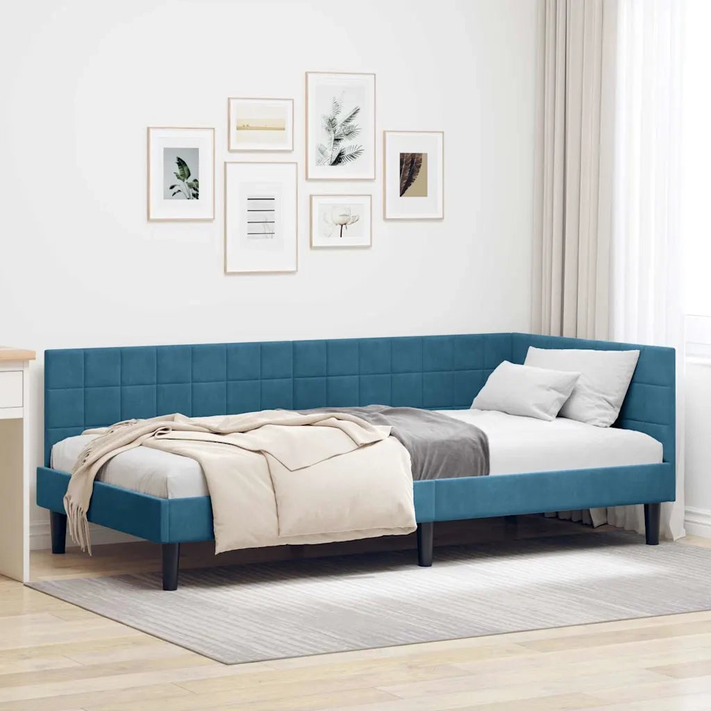 Cornice del letto ad angolo Blu 90 cm x 200 cm Velluto 42016427