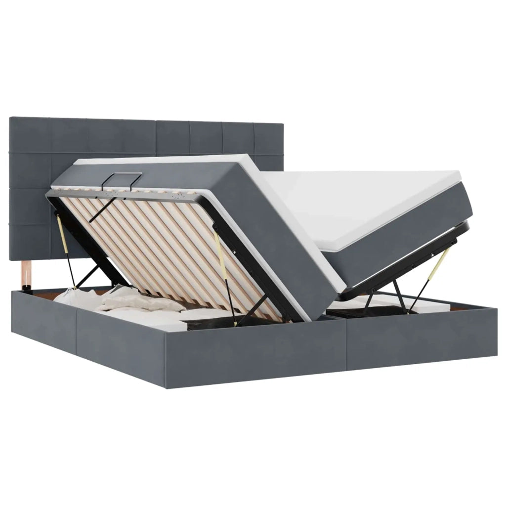 Letto con testiera Grigio scuro 200 x 200 cm Velluto