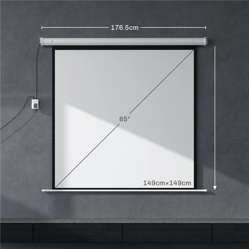 TELO PROIETTORE MOTORIZZATO DA 85" CON TELECOMANDO, IN PLASTICA E METALLO 176.5X8X176.5 CM BIANCO