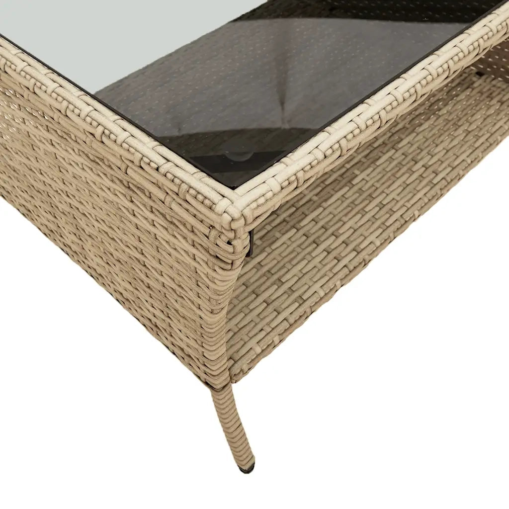 Divano Giardino 2 Posti con Cuscini e Tavolo Beige Polyrattan 4103848