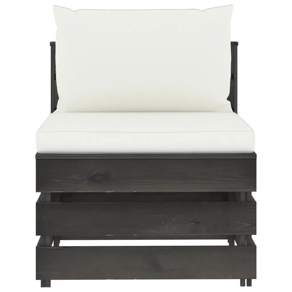 Divano Centrale Modulare con Cuscini-Sofa Modulare-Divanetto in Legno Impregnato Grigio 907084