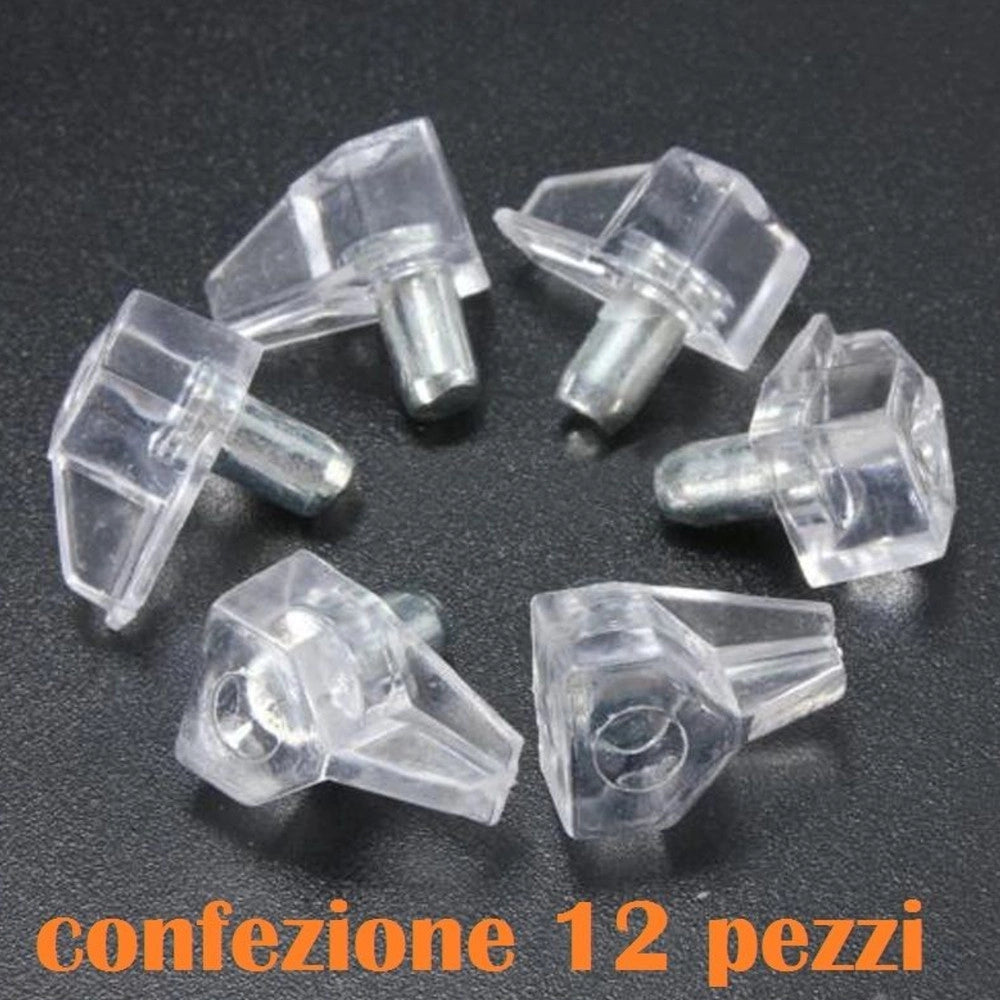 Trade Shop - Set 12 Pioli Supporti In Plastica Per Mensole Supporto Reggimensola Ripiani -