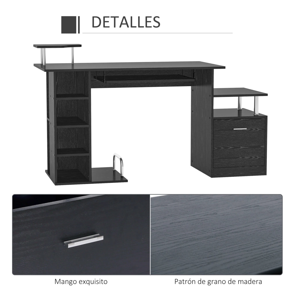 Scrivania con 6 cassetti e ripiani ¨C Minimal ¨C 152x60x88 cm nero