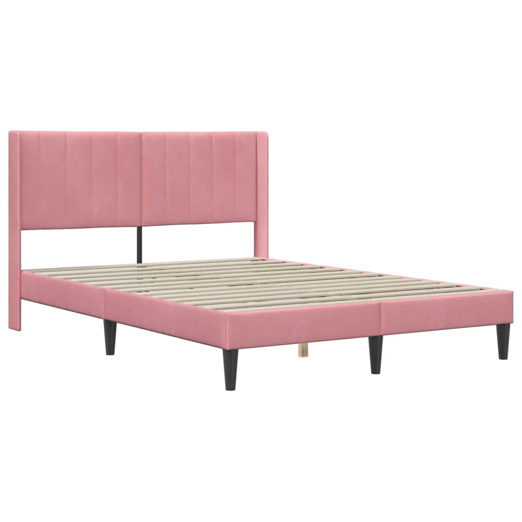 Struttura del letto con testiera Rosa 140 x 190 cm Velluto 42027506