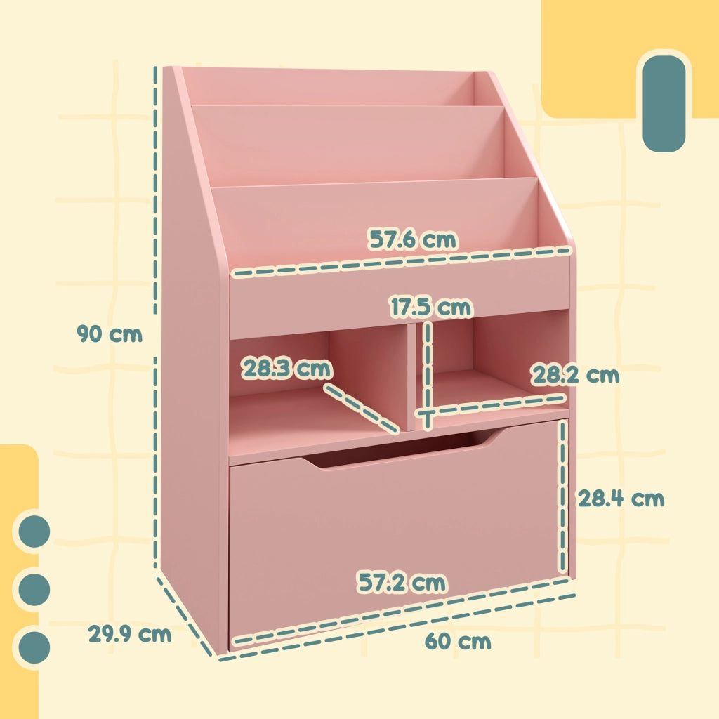 Libreria Bambini con Ripiani e Cassetto ¨C Minimal ¨C Rosa 60x30x90