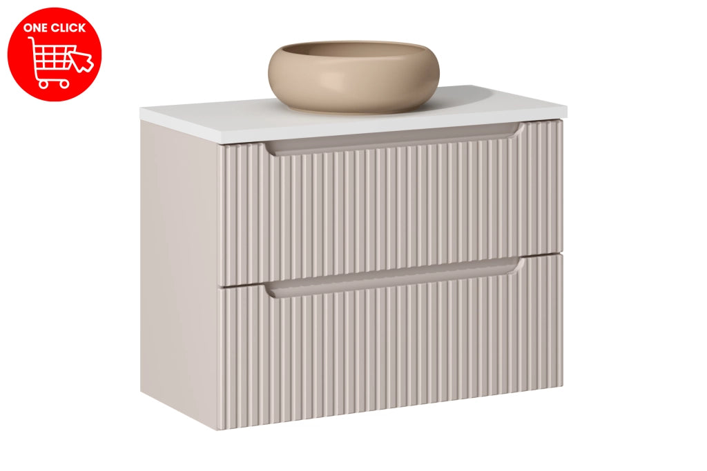 Set mobili bagno 80 cm con piano e lavabo da appoggio Wiki Nova Cashmere 80 x 1401 x 40 cm