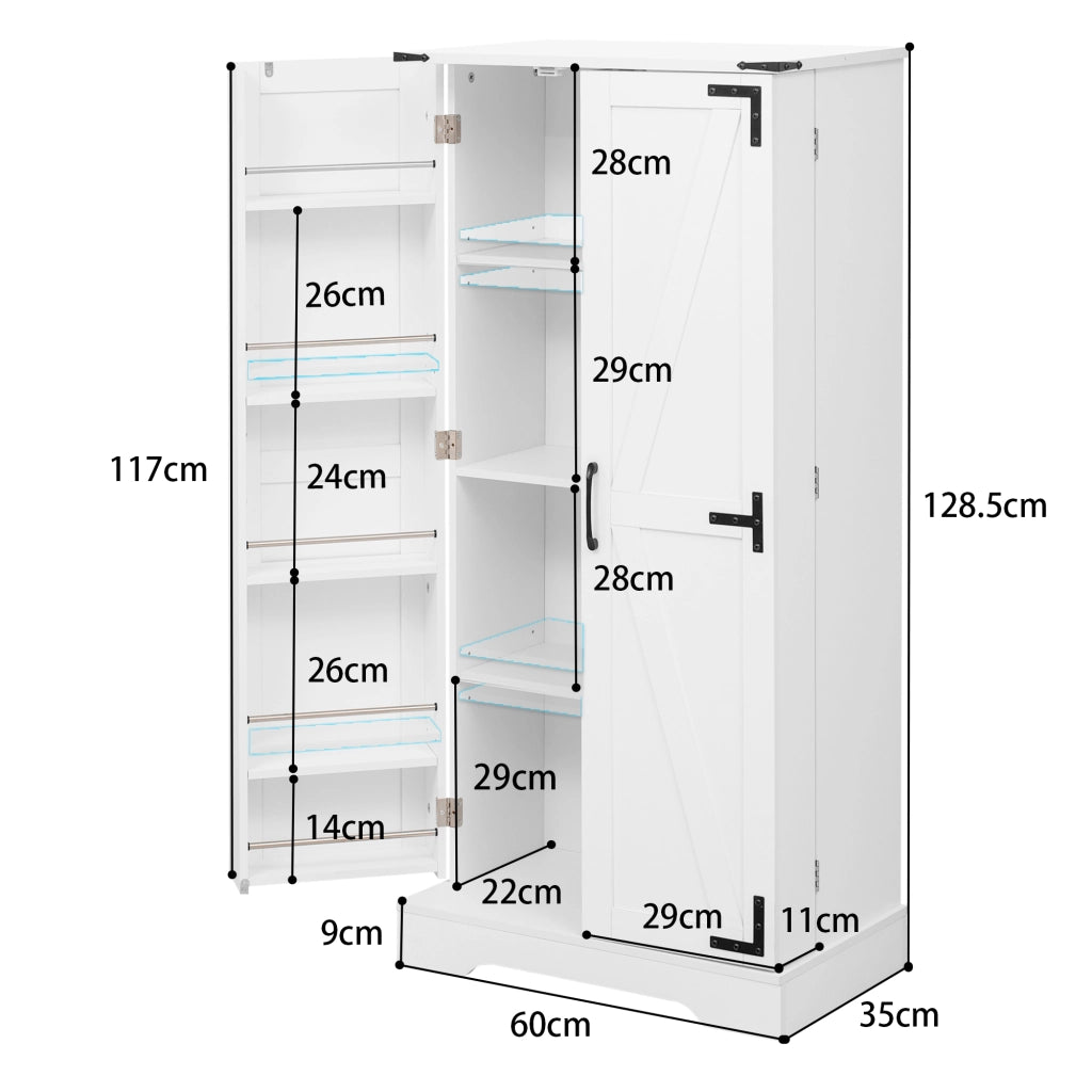 Credenza da Cucina con Ante e Ripiani ¨C MINIMAL ¨C Bianco, 128.5 cm