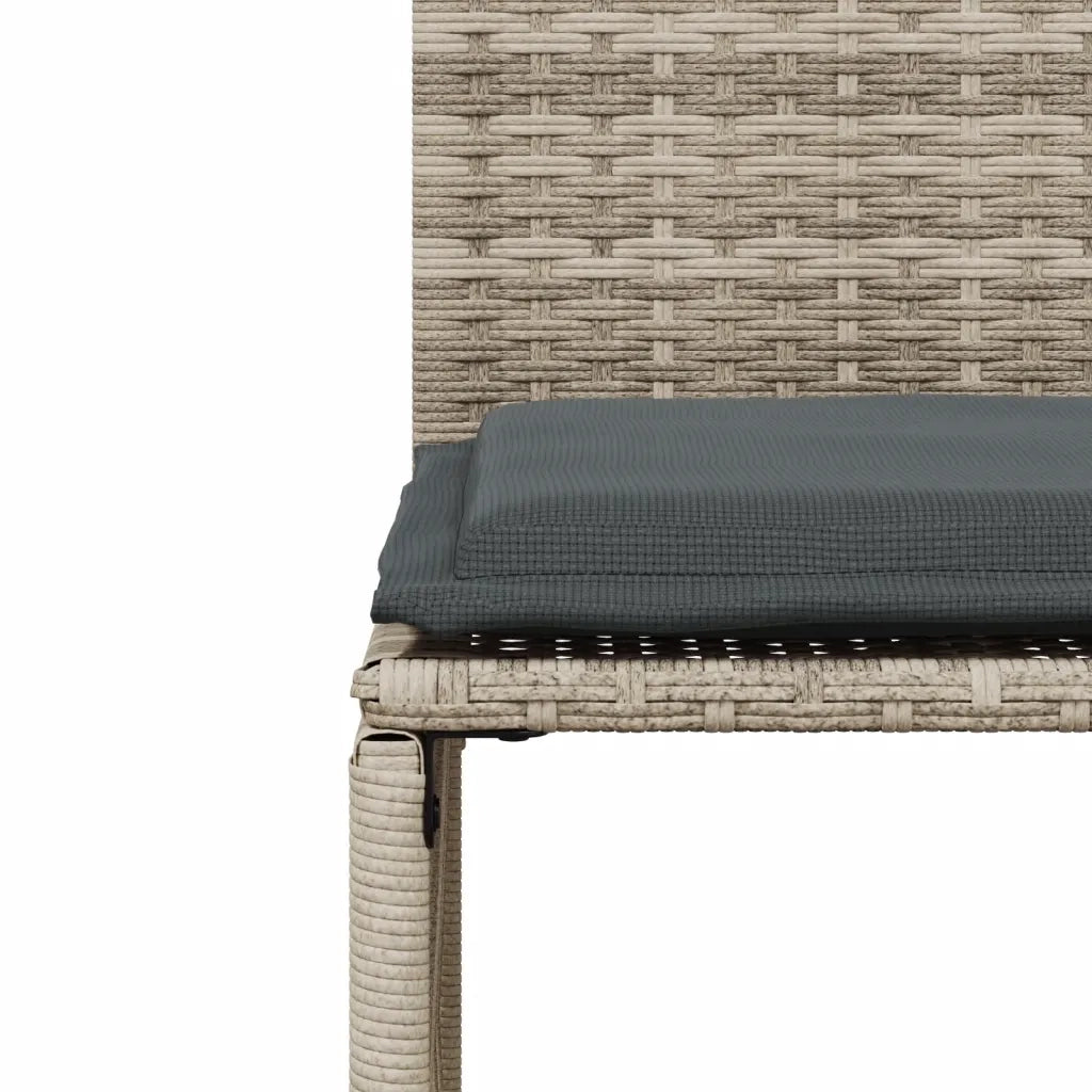 Set da Pranzo da Giardino 7 pz Cuscini Polyrattan Grigio Chiaro 369014