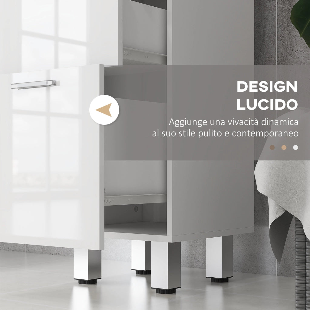 Mobiletto Bagno con 4 Cassetti ¨C Xylo ¨C Truciolato Bianco 30x30x93 cm