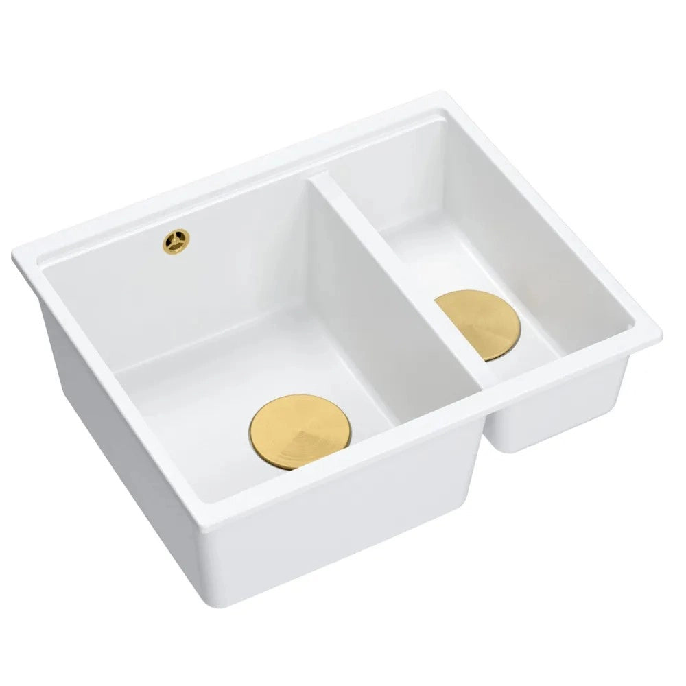 Lavello In Granito Logan 150 White Tappo oro