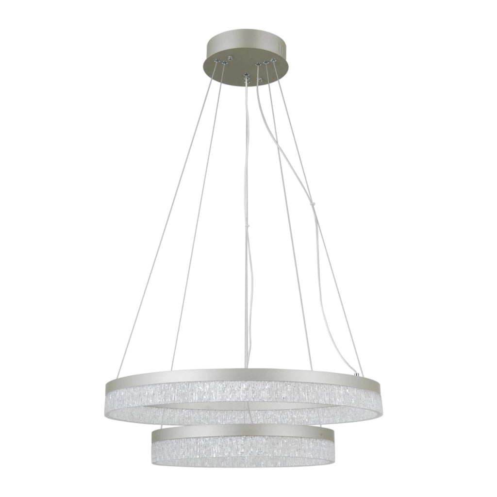 Lampada a sospensione LED Pantal 2 luci argento Italux