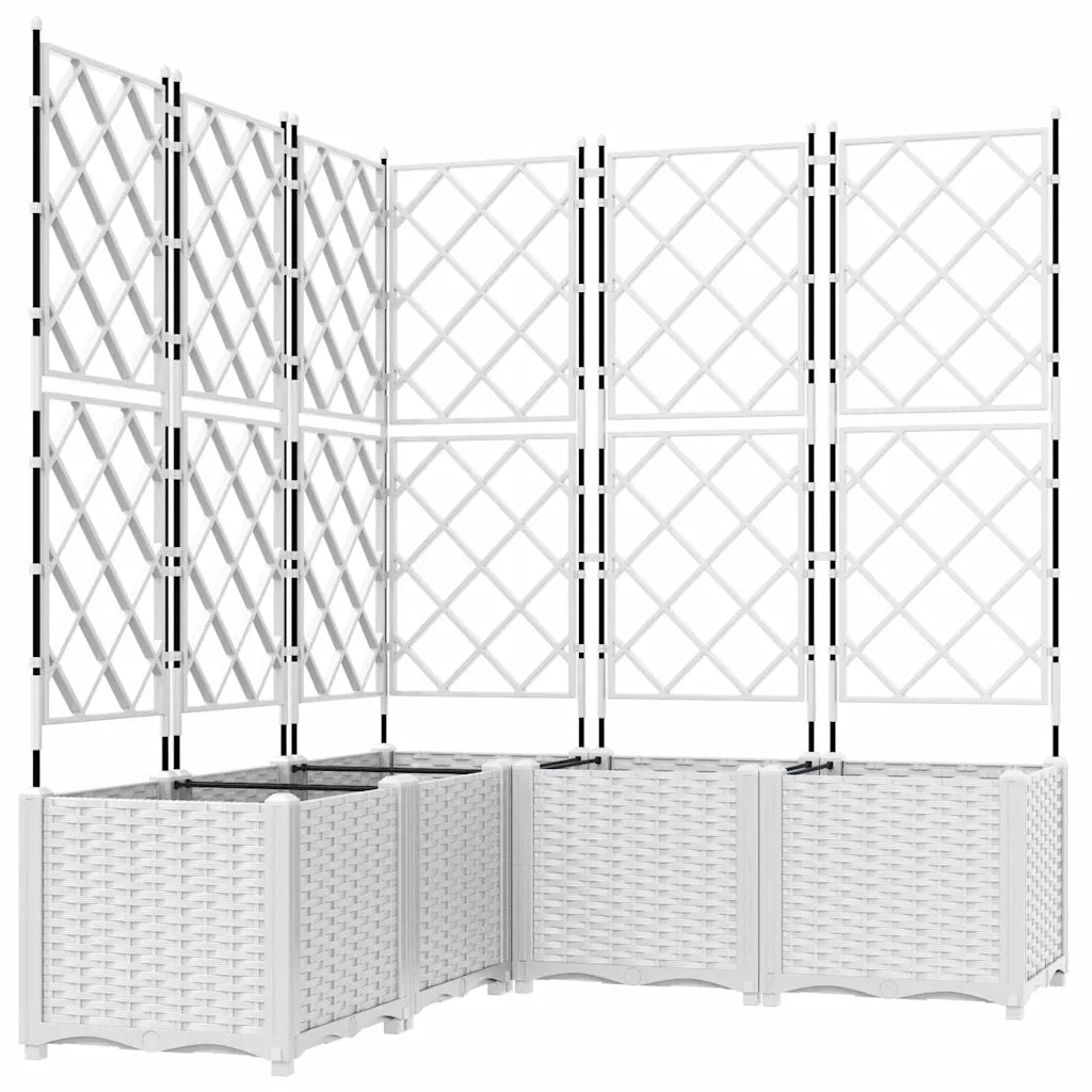 Vaso da giardino 5 pz-Set di 5 Fioriera da Esterno-Contenitore per Piante Bianco 120 x 120 x 143 cm Acciaio