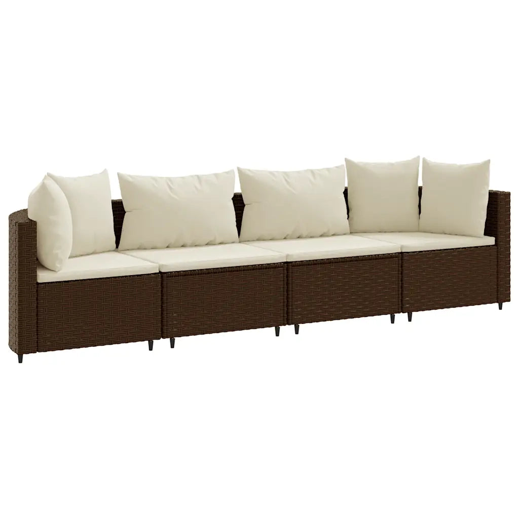 Set Divano da Giardino 4 pz con Cuscini Marrone in Polyrattan 3308457