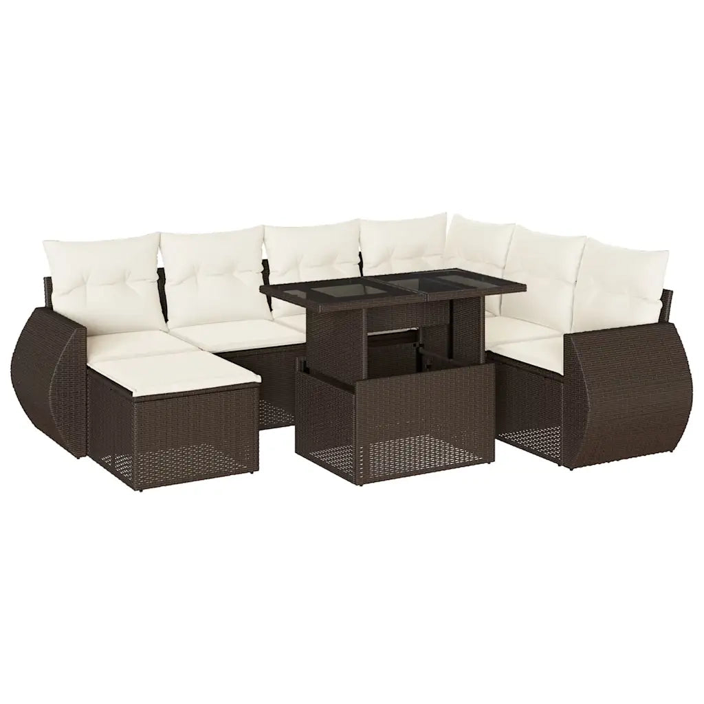 Set Divani da Giardino 8 pz con Cuscini Marrone in Polyrattan 3268703