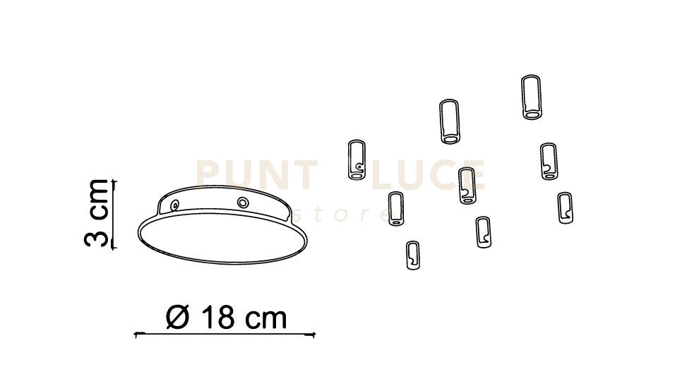 BASE-9R OS Base a raggio d.18cm 9 luci oro spazzolato