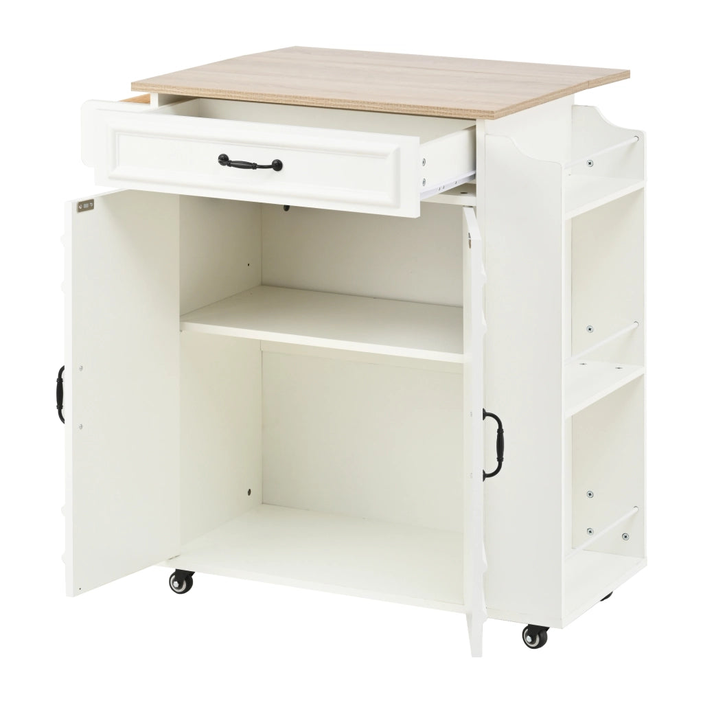 Isola da cucina mobile - Zephmum- con ripiano pieghevole, cassetto e ripiani
