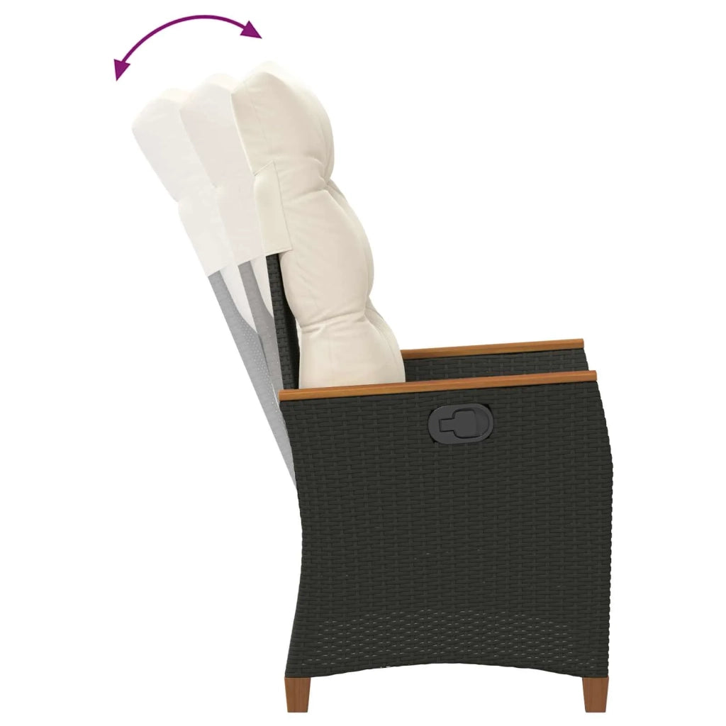 Sedia da giardino reclinabile Nero e Crema 64 x 57,5 x 112 cm 42026859