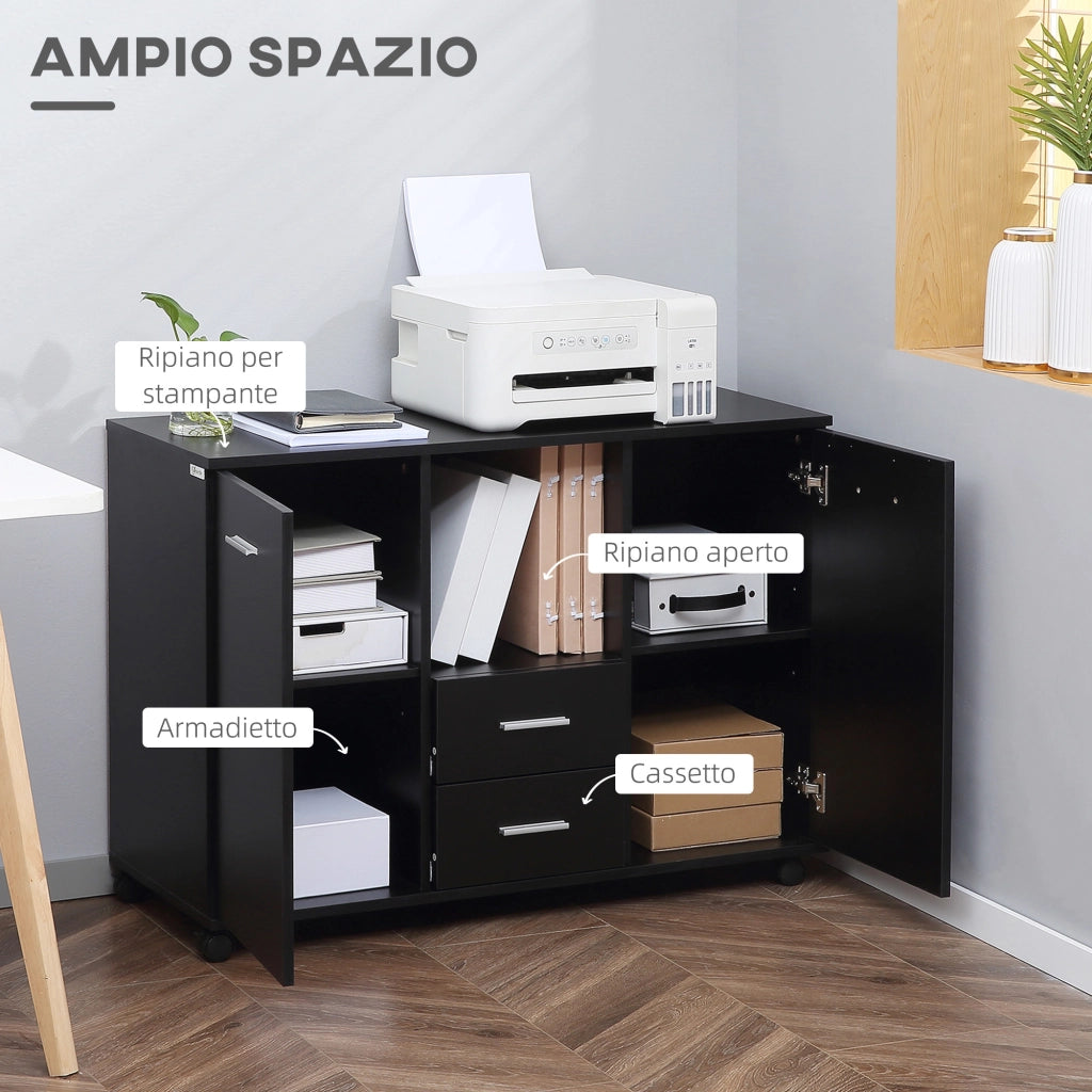 Armadio per Ufficio con Ruote ¨C Minimal ¨C Legno Nero 100x40x71