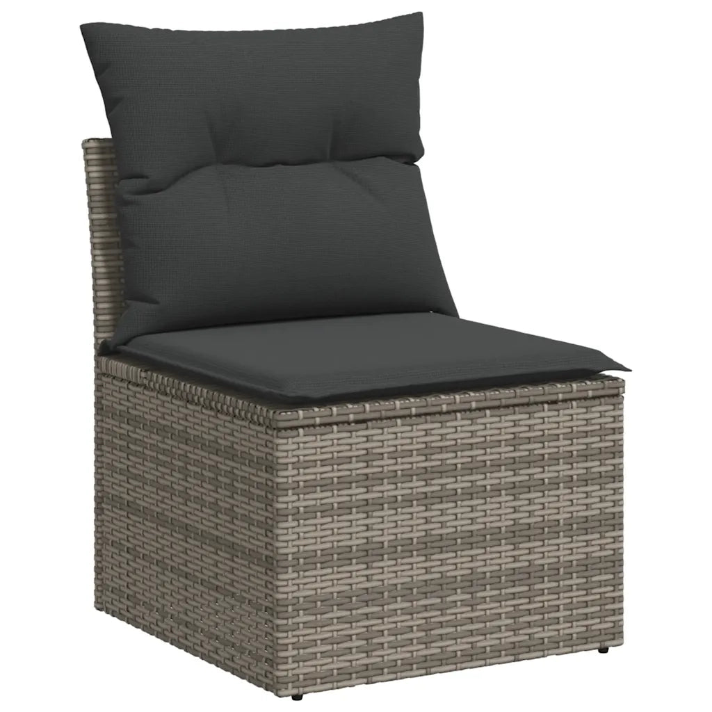 Set Divani da Giardino 4 pz con Cuscini in Polyrattan Grigio 3325656